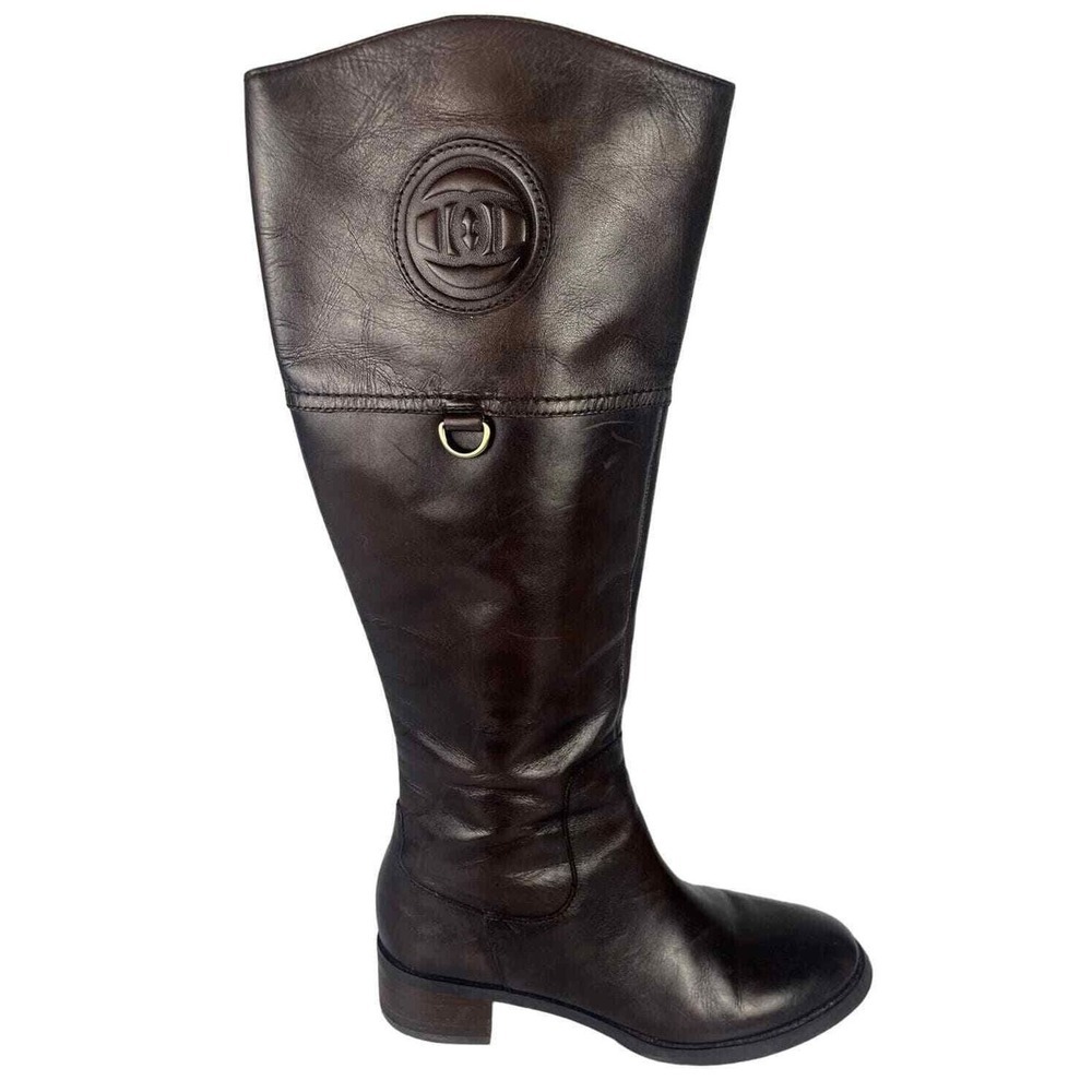 Etienne Aigner Riding Boots Women's 6.5 Brown Leather Tall Equestrian‎ Knee High